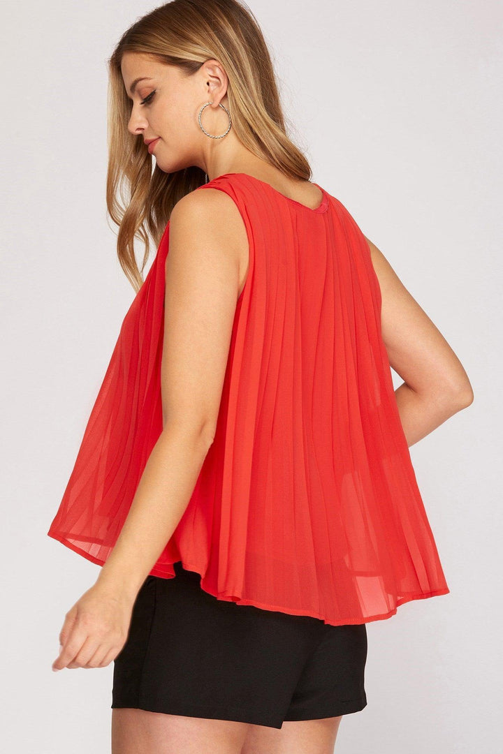 fun and flirty pleated colorful blouse
