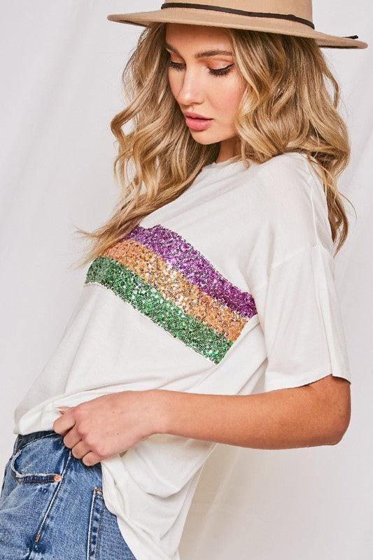what to wear for Mardi Gras t shirt sequins