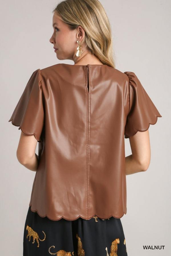 Faux Leather Scalloped Top | Fall Clothing Boutique | HLSR