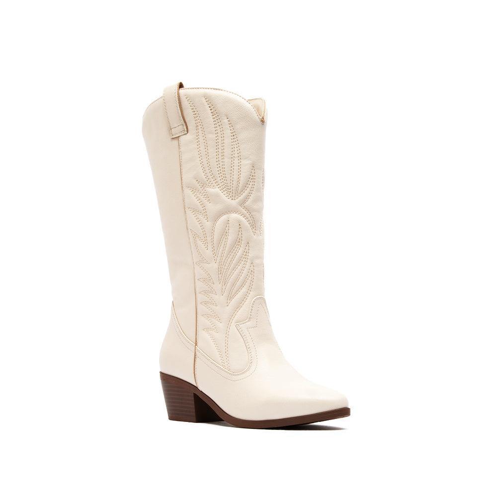off white pointed tow heel cowboy boot