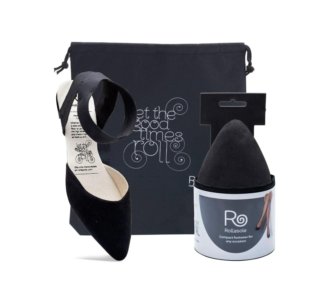 rollasole packable black flat day to nigh purse friendly