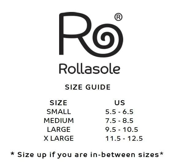 rollasloe size guide packable purse friendly shoes