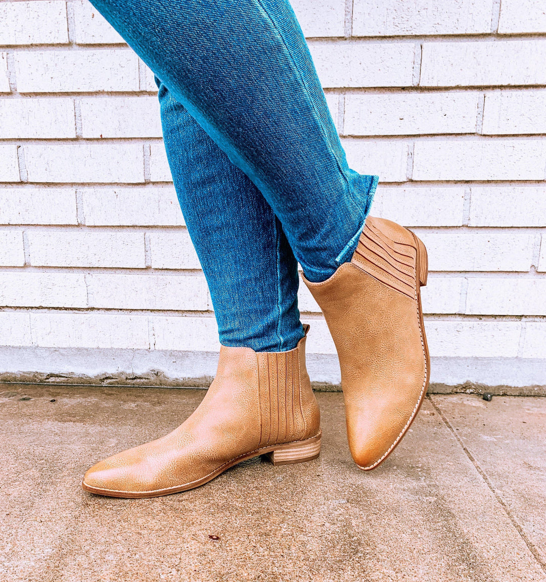 Camel Pointed Flat Bootie - Tres Chic Houston