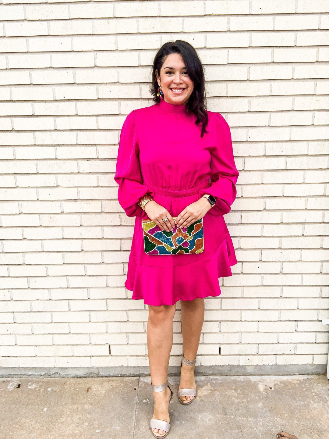 Mock Neck Satin Dress | Women's Boutique