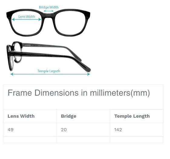 olive green online glasses store with dimensions