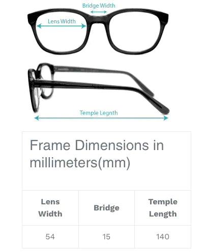 dimensions of square blue reading glasses
