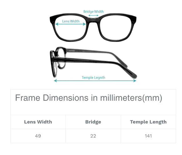 large square reading glasses dimensions 