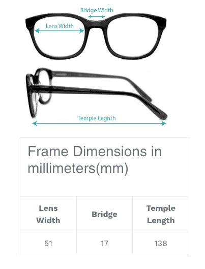 dimensions of 1.5-2.75-2.0 reading glasses