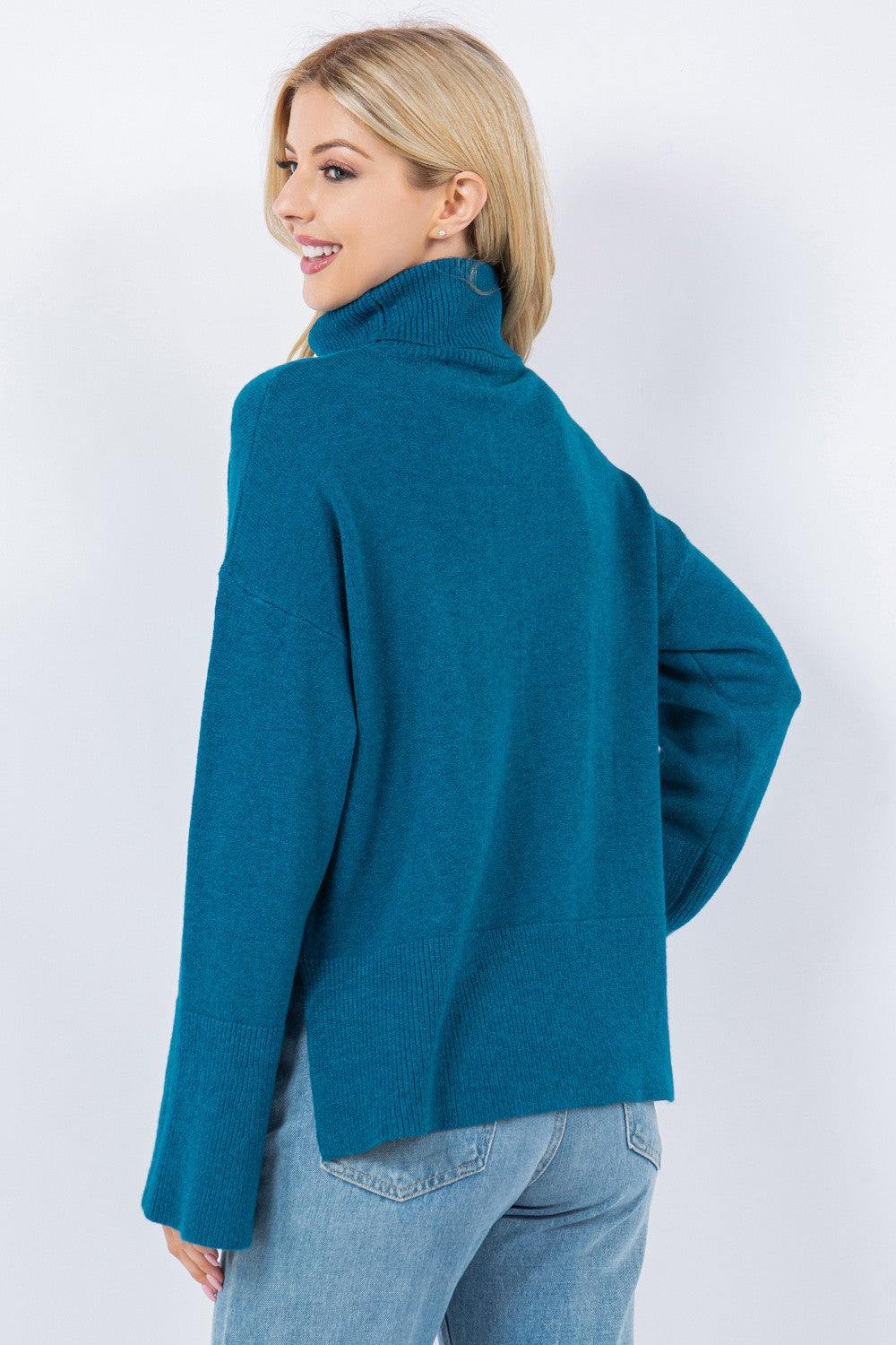 Turtle Neck Sweater lightweight houston texas womens boutique blue colorful