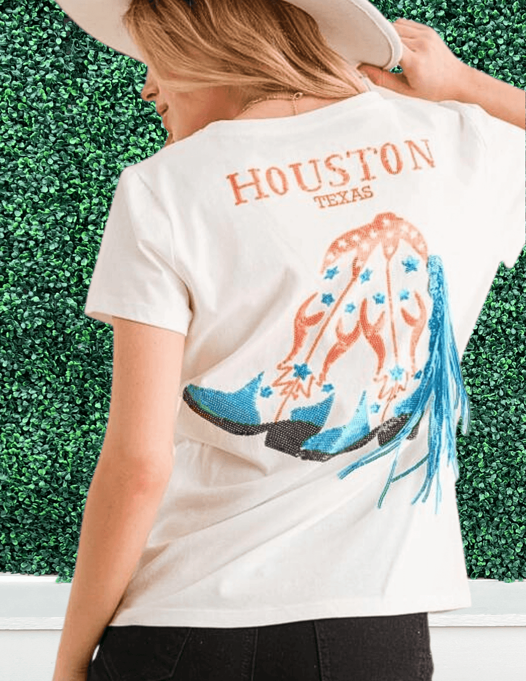 Houston Texas Sequin Astros Tee white womens gift boutique near me