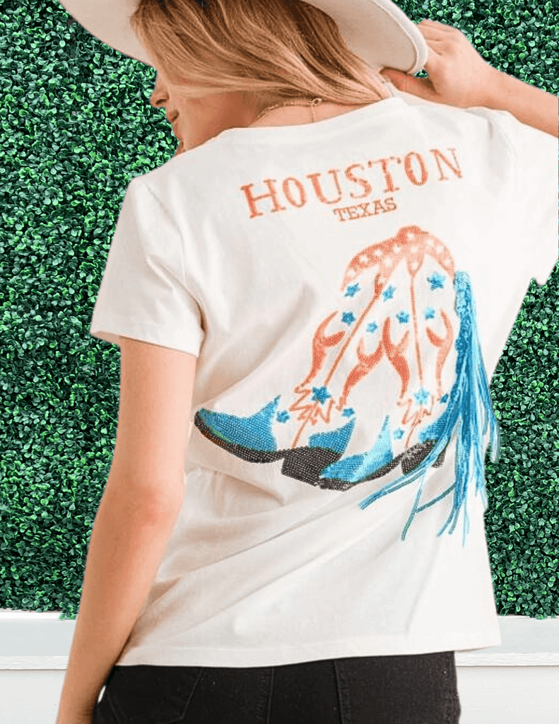 Houston Texas Sequin Astros Tee Womens Gift Boutique Blue B