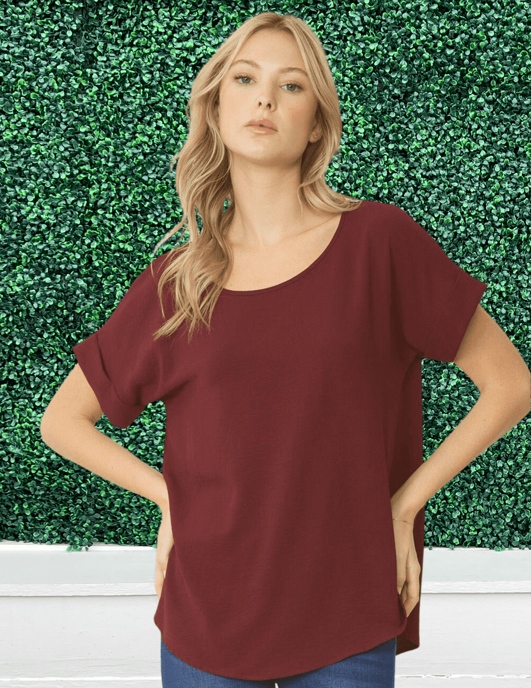 entro clothing brand boutique cuff sleeve scoop neck