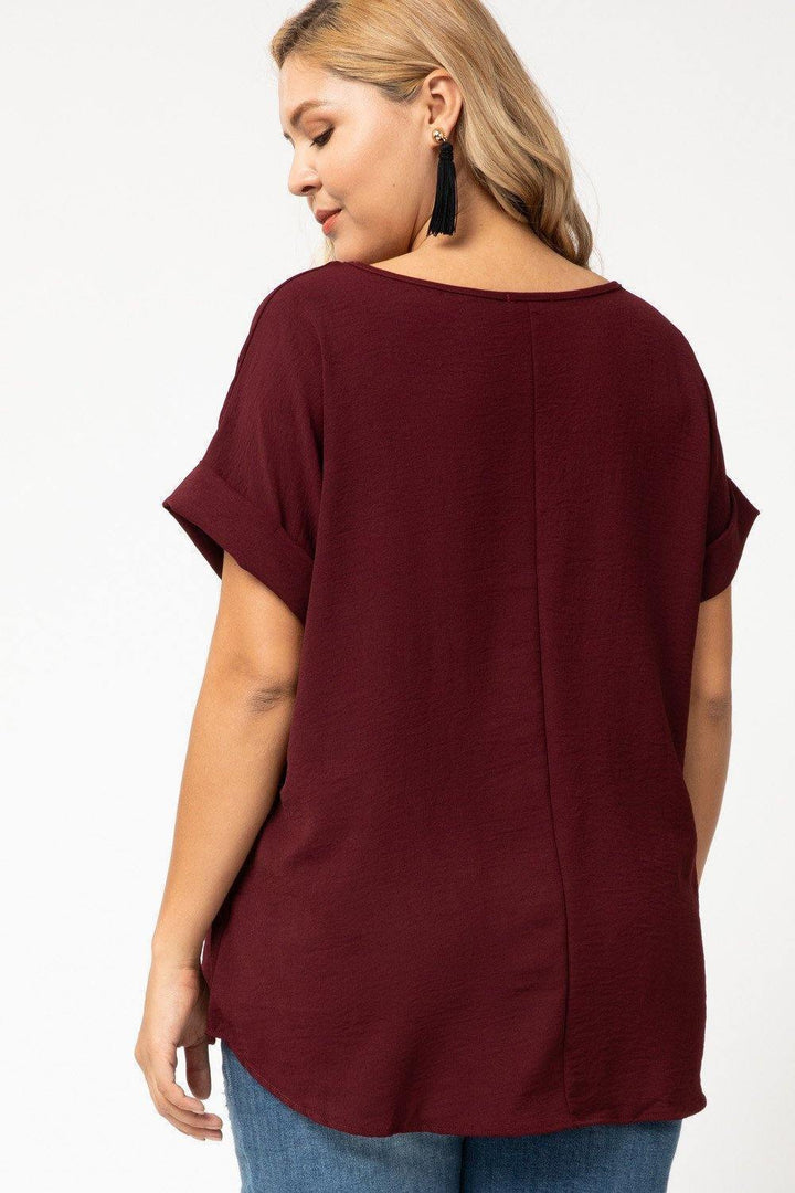 Cuff Sleeved Top in Plus - Tres Chic Houston