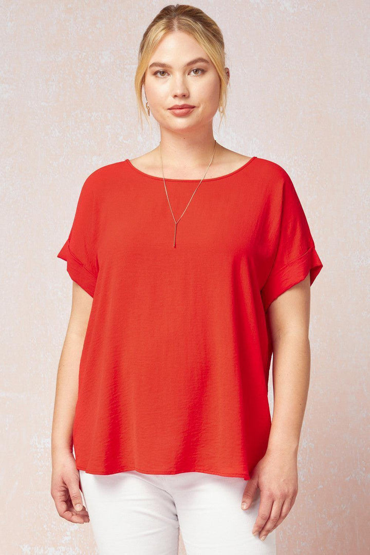 Cuff Sleeved Top in Plus - Tres Chic Houston