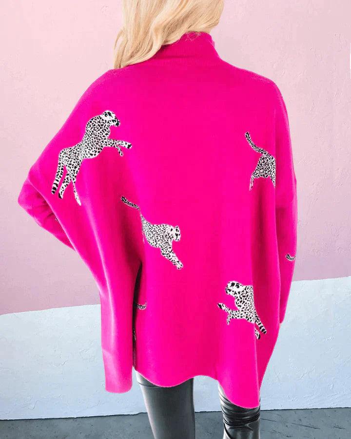 hot pink cheetah sweater tres chic