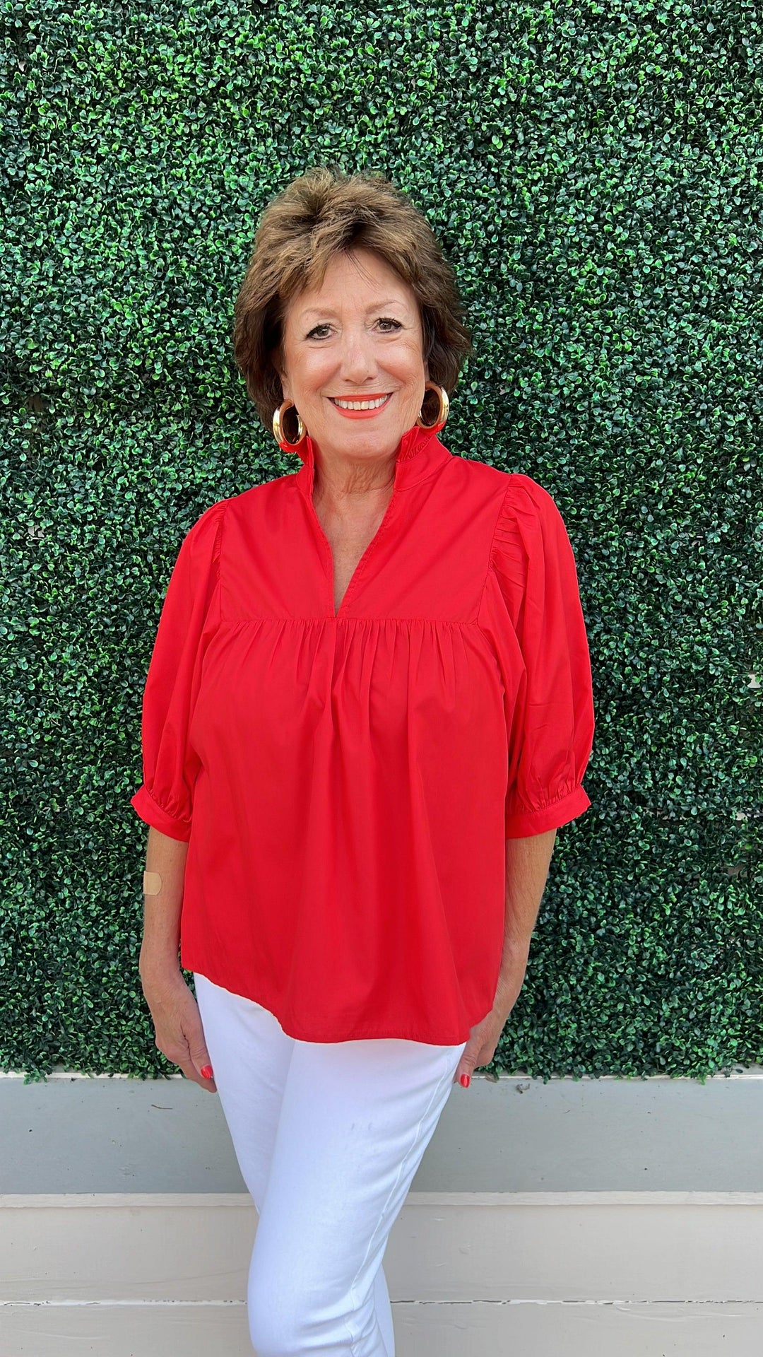 top like never a wallflower tres chic boutique jade and joy joy brand cotton top red blouse v neck