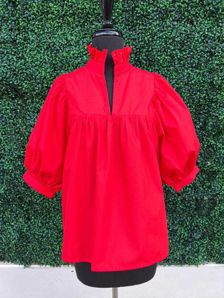 top like never a wallflower tres chic boutique jade and joy joy brand cotton top red blouse v neck