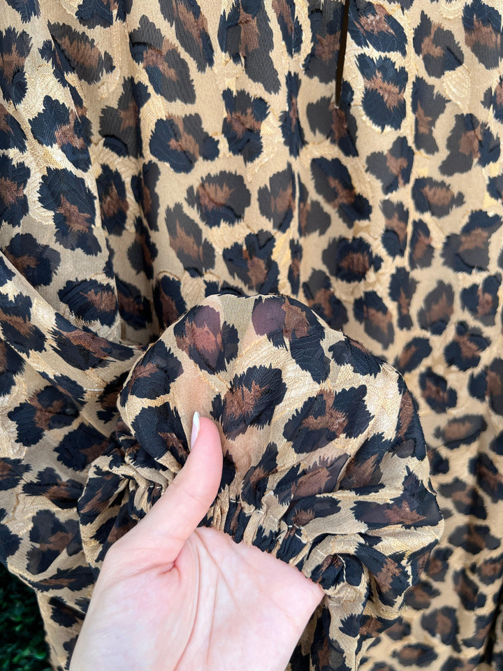 jade brand Long Sleeve Cheetah Print Blouse at boutique near me online