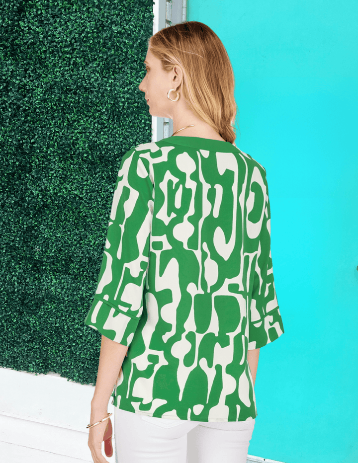 green and white printed tunic top Jade brand best online boutique tres chic