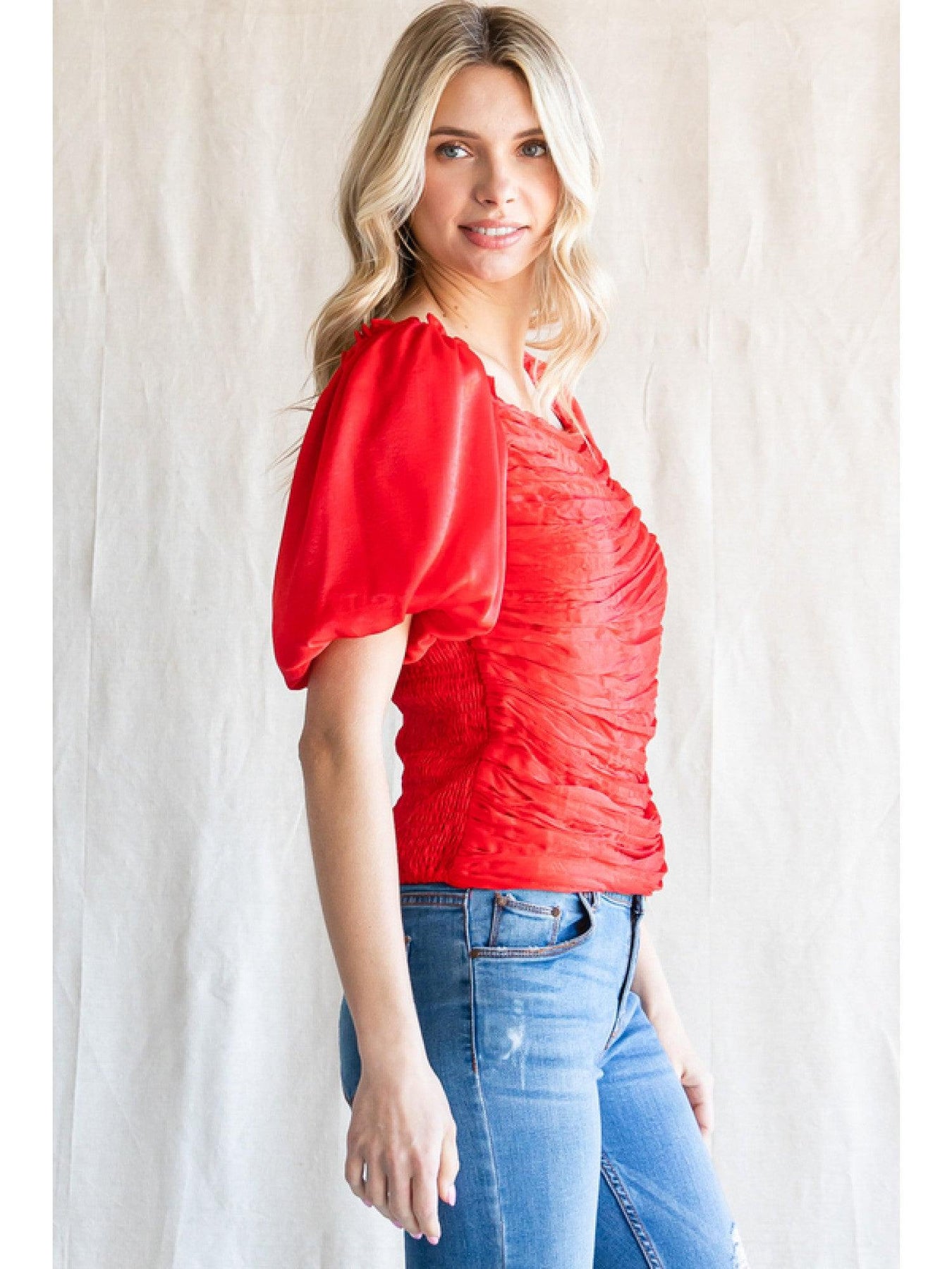 Ruched On/Off Shoulder Blouse | Jodifl Brand | Women's Boutique