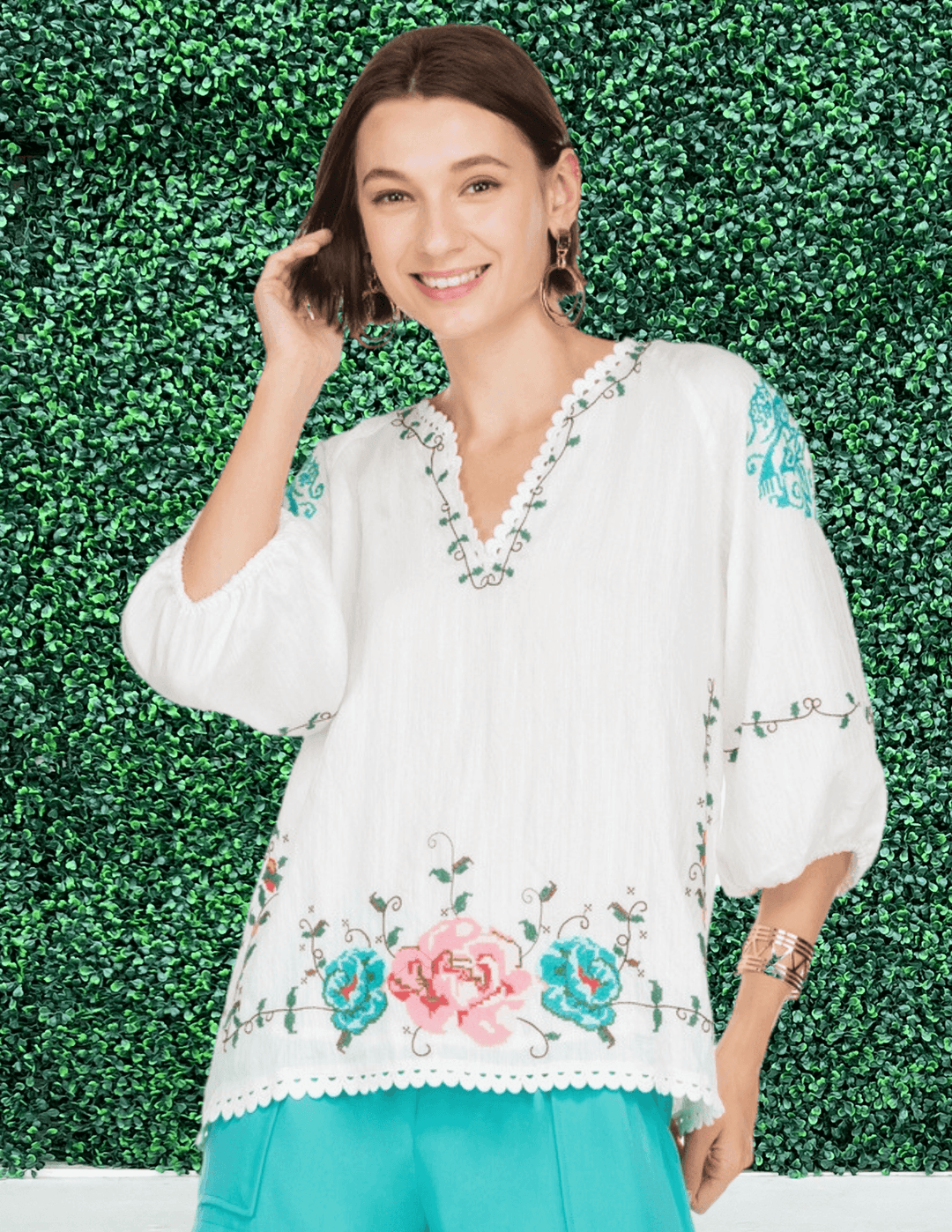 Mexican style embroidered top jade and joy joy
