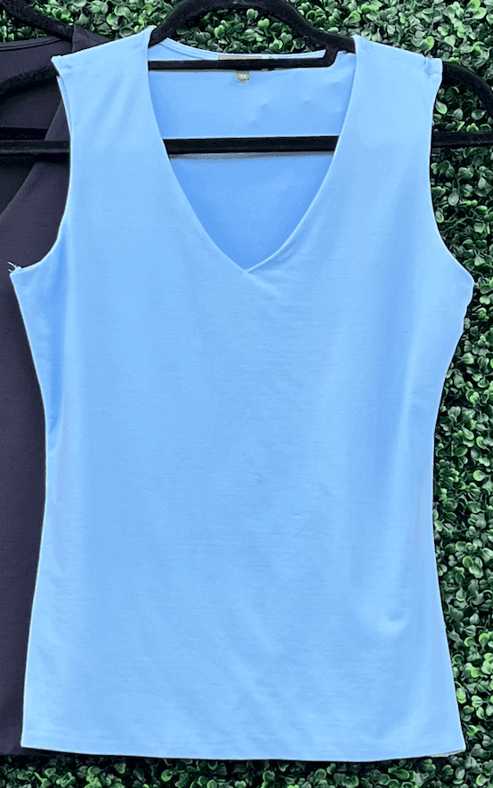 light blue stretch material tank top in Houston
