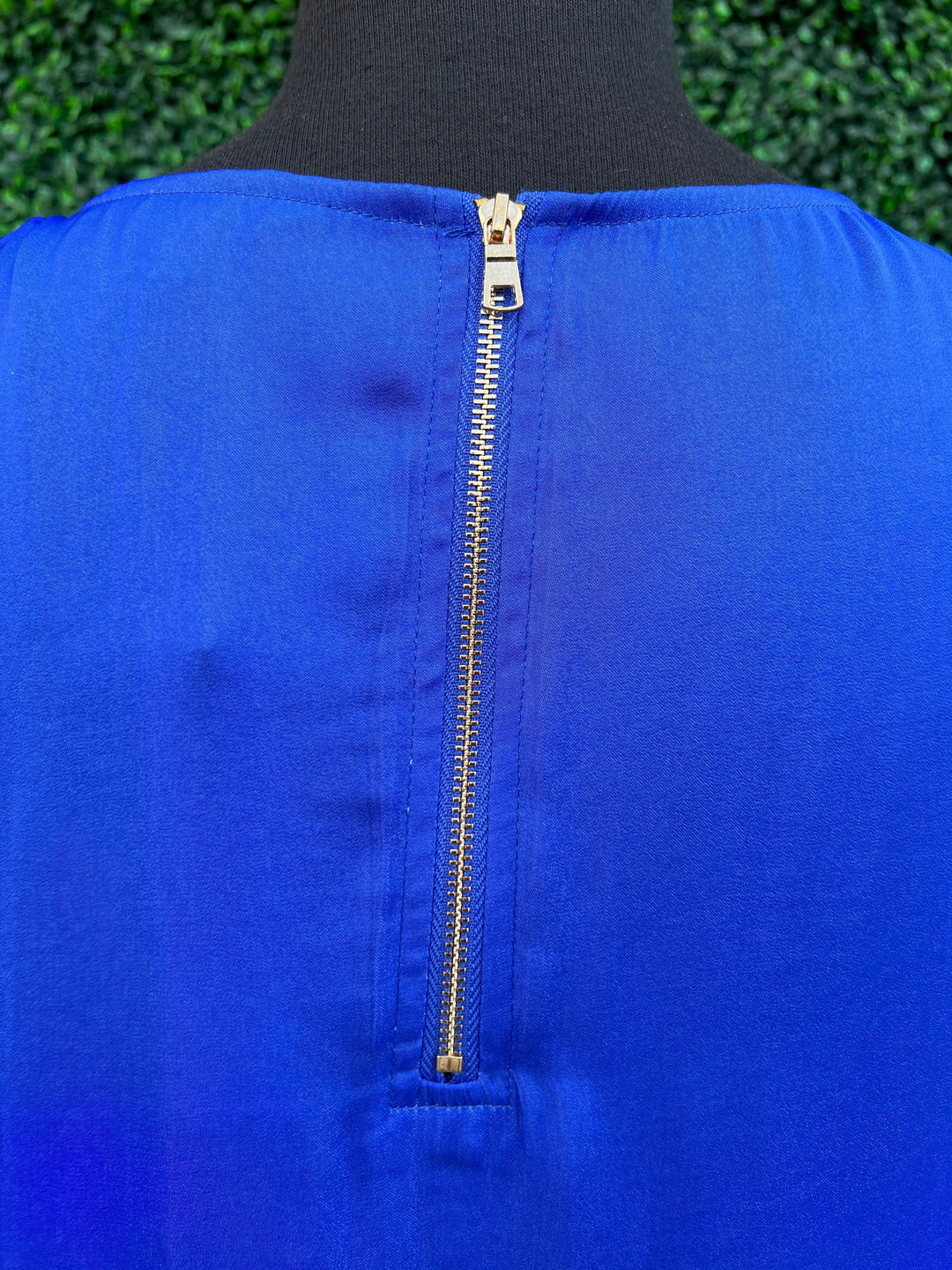 bright royal blue silky ruffle sleeve top