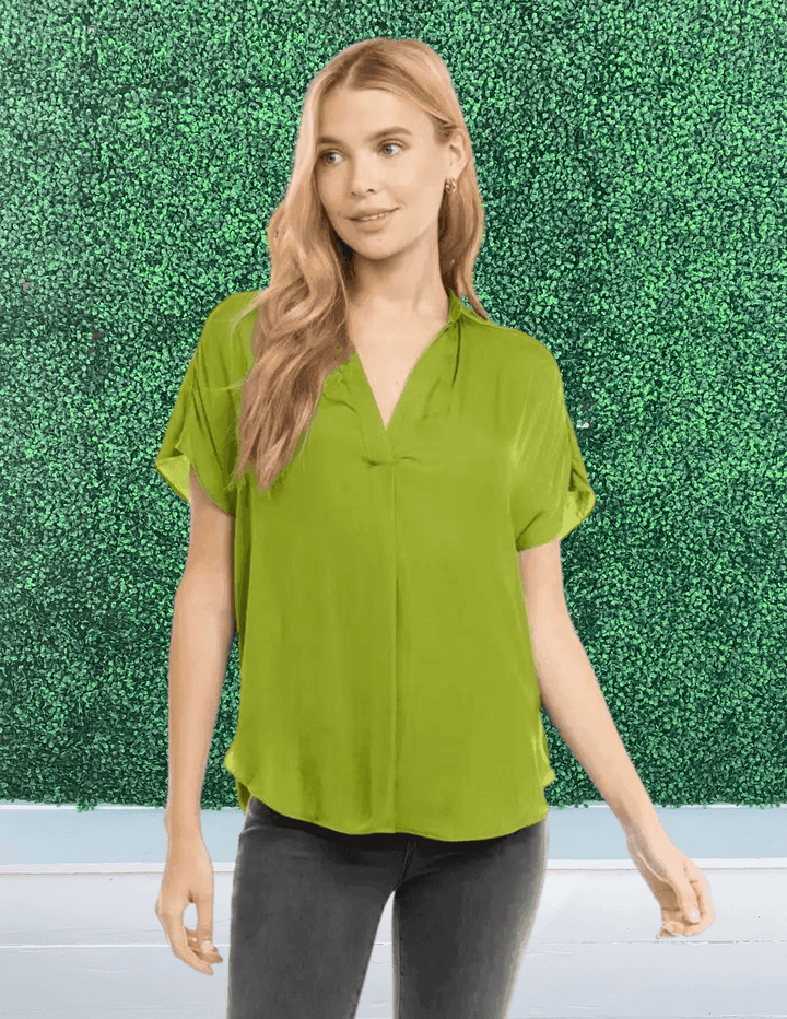 lime green silky loose top dressy casual boutique