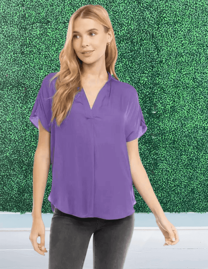 dressy casual office wear tops boutique purple