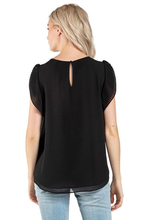 pleated chiffon blouse for work tres chic houston boutique black texas