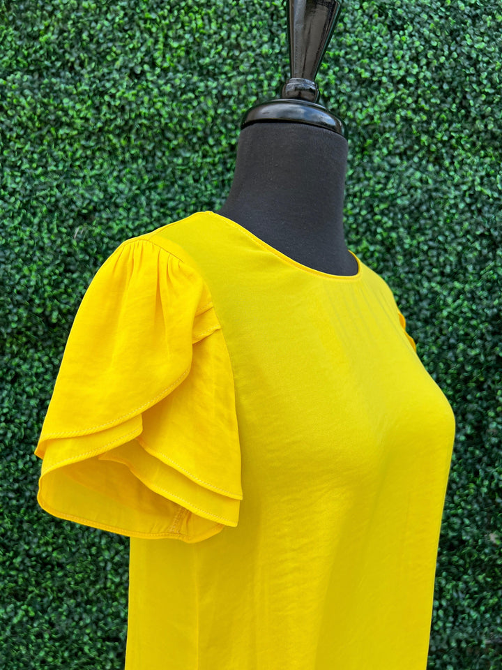 bright yellow flutter sleeve boutique online near me houston