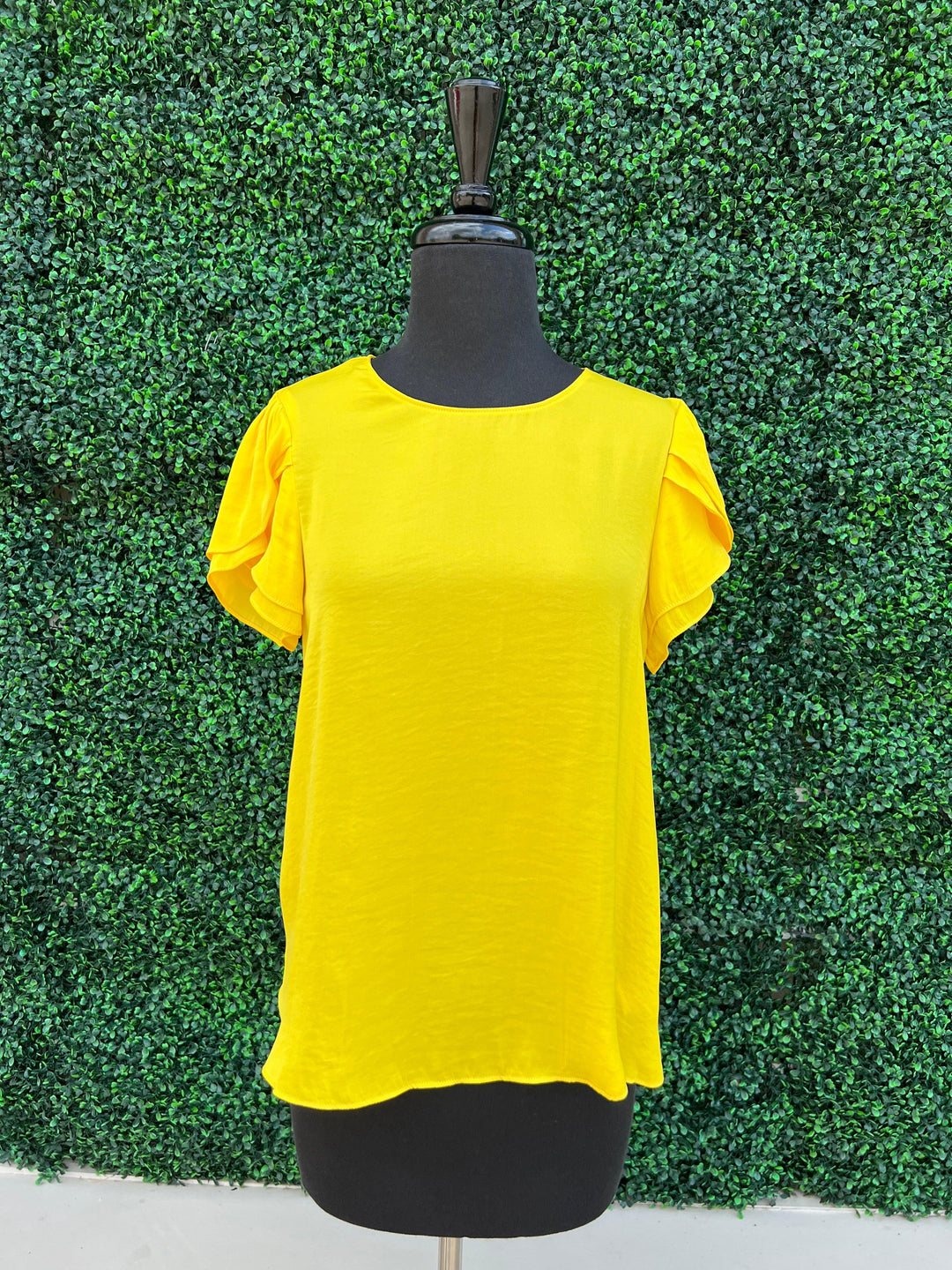 bright yellow flutter sleeve boutique online near me houston