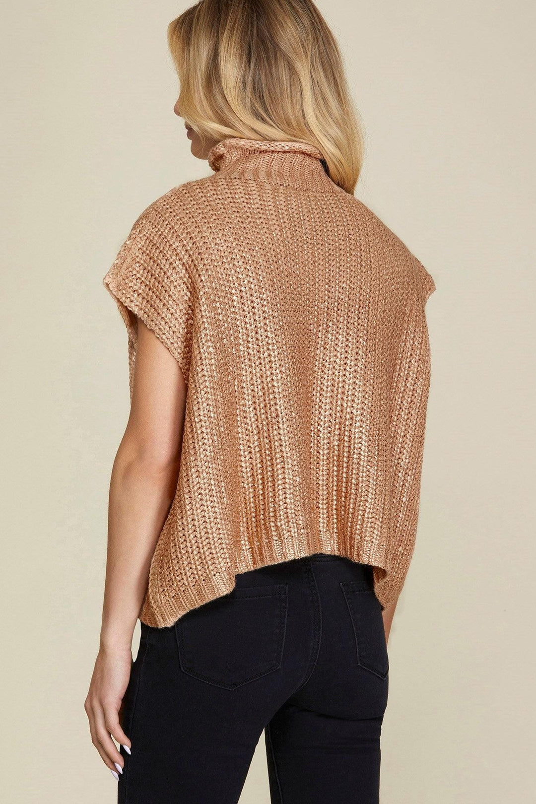 Metallic Foil Sweater Top rose gold she and sky brand online boutique