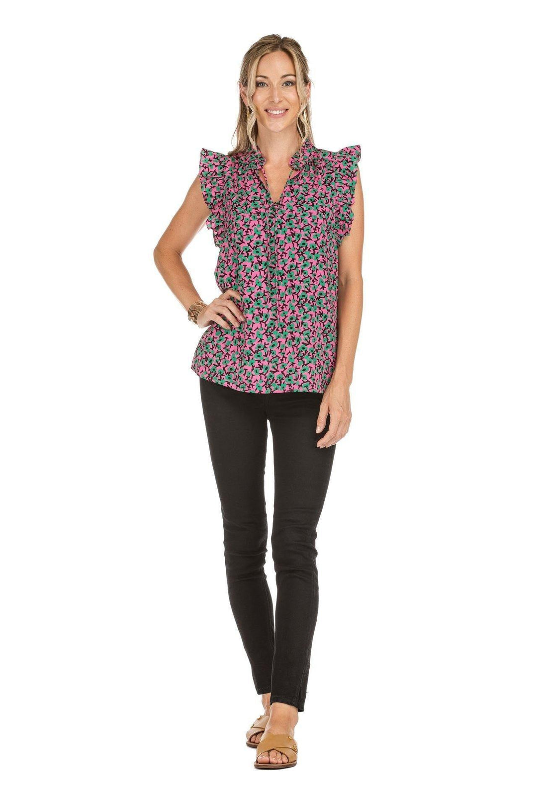 Kelly Ruffle Floral Top - Tres Chic Houston