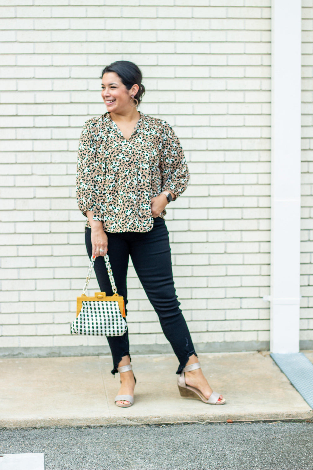 Leopard Balloon Sleeved Top - Tres Chic Houston