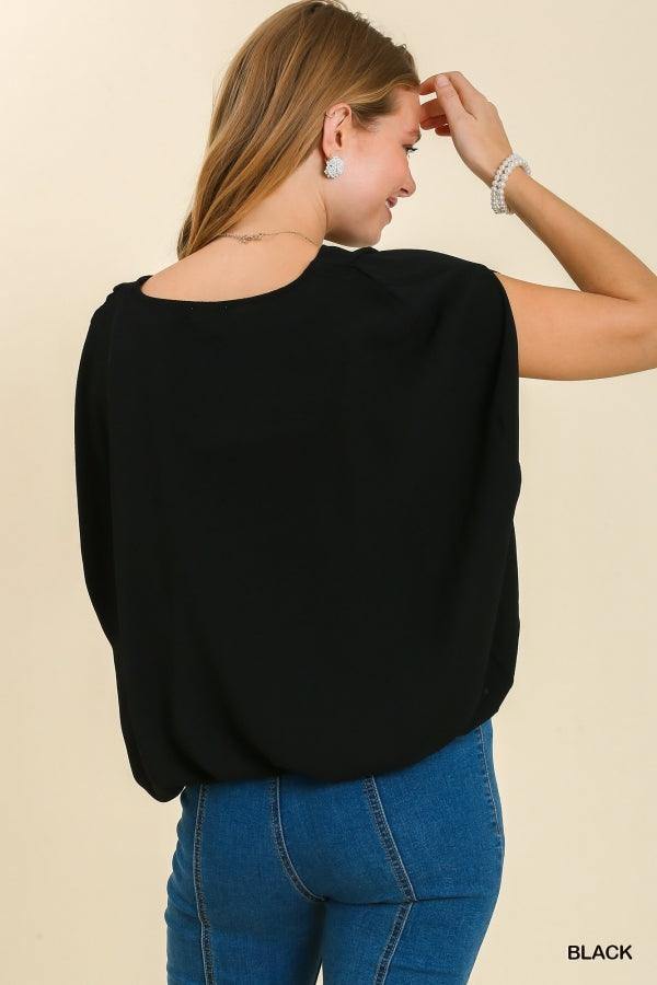 capelet style mock wrap top umgee tres chic houston