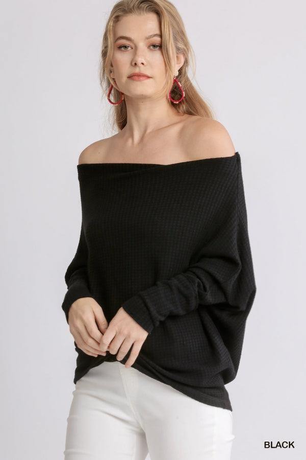 umgee brand slouchy off the shoulder sweater