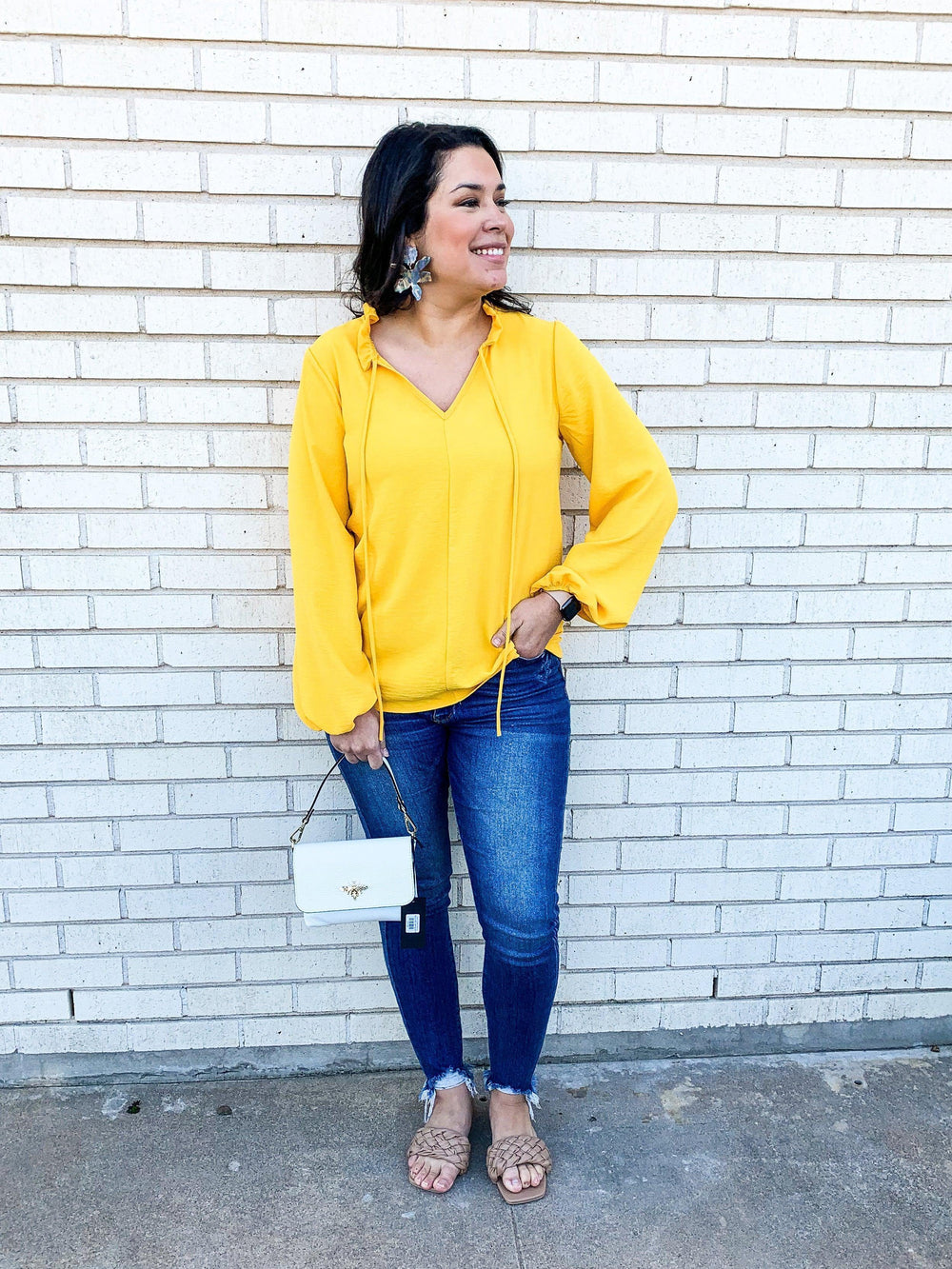 Vibrant Yellow Balloon Sleeved Top - Très Chic