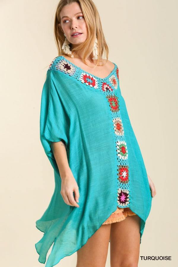 cover up resot wear women over 50 Crochet Caftan Coverup/Top