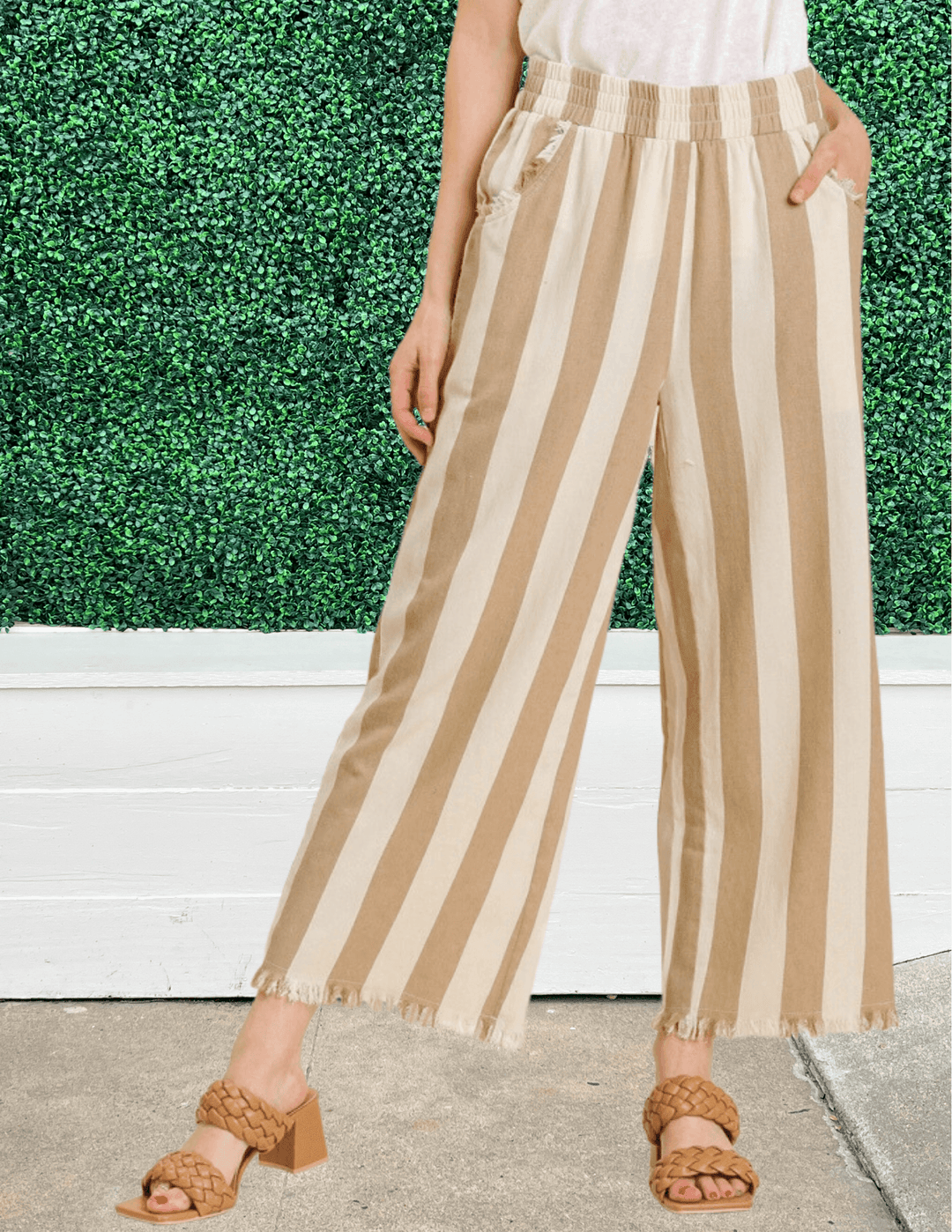 Wide Stripe Pant umgee Summer  boutique houston  Women over 50