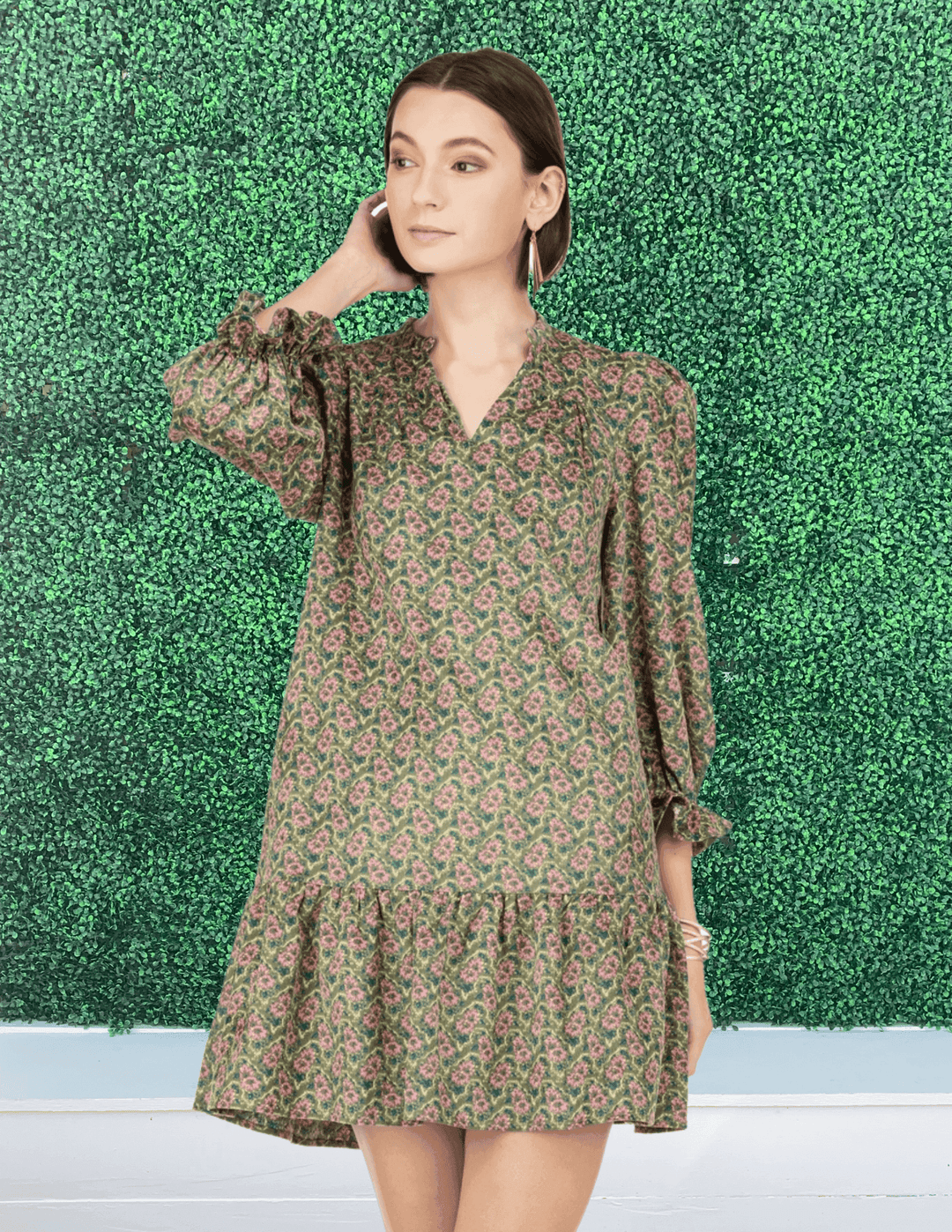 Olive Bouquets Dress | Corduroy Dresses Trs Chic Boutique Olive Bouquets Dress | Corduroy Dresses Trs Chic Boutique