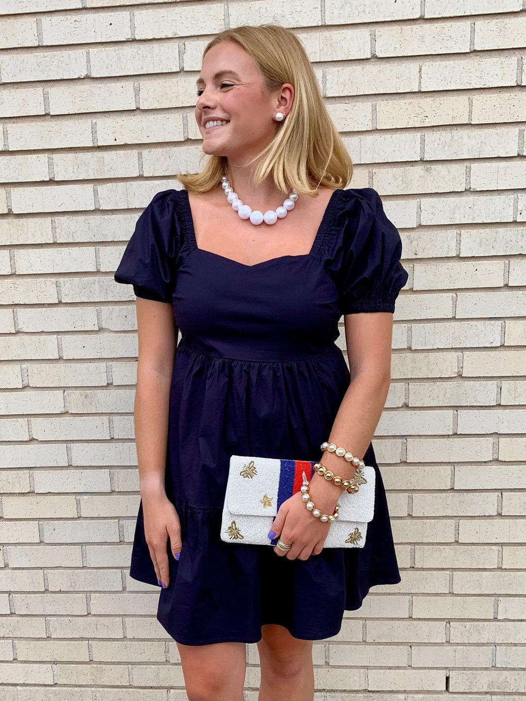 Navy dress in Houston Texas at Tres Chic