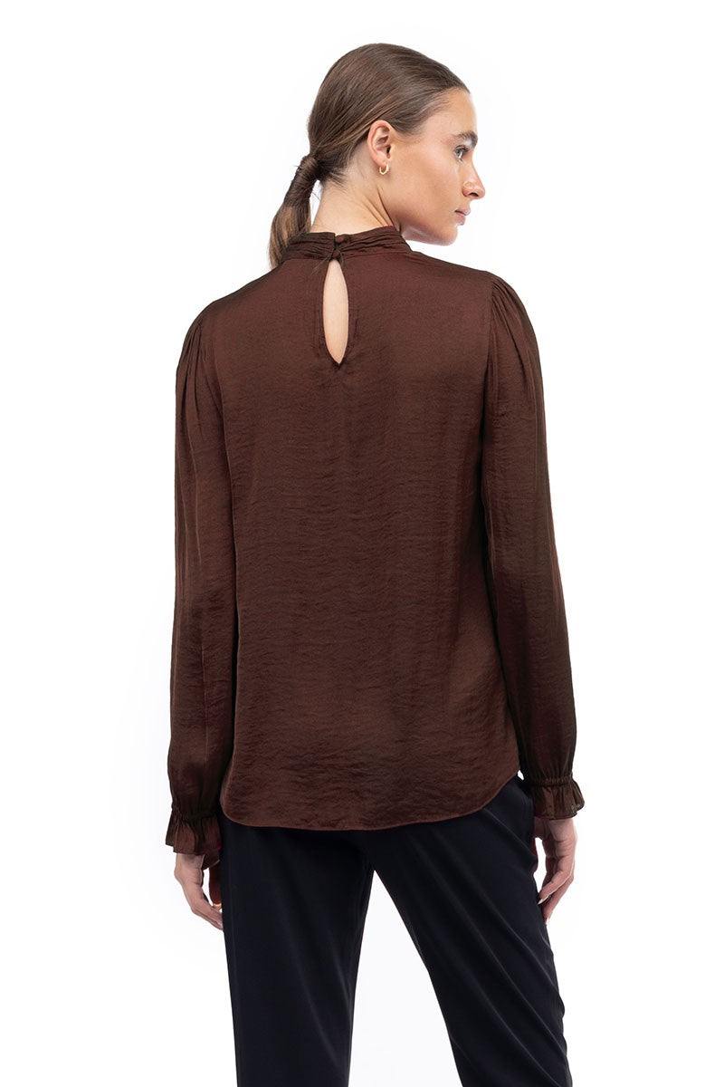 Satin Mock Neck Blouse | Naked Zebra Brand Tops | Women's Boutique