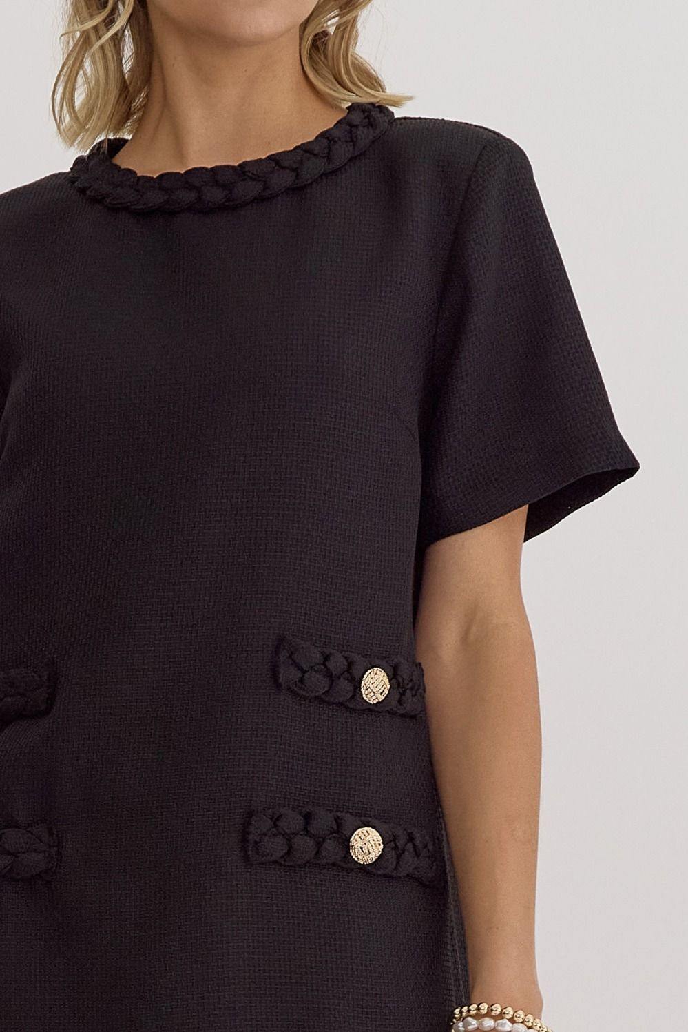 slim fit dress slacks Tweed Braided Dress | Entro Brand Dresses Boutique