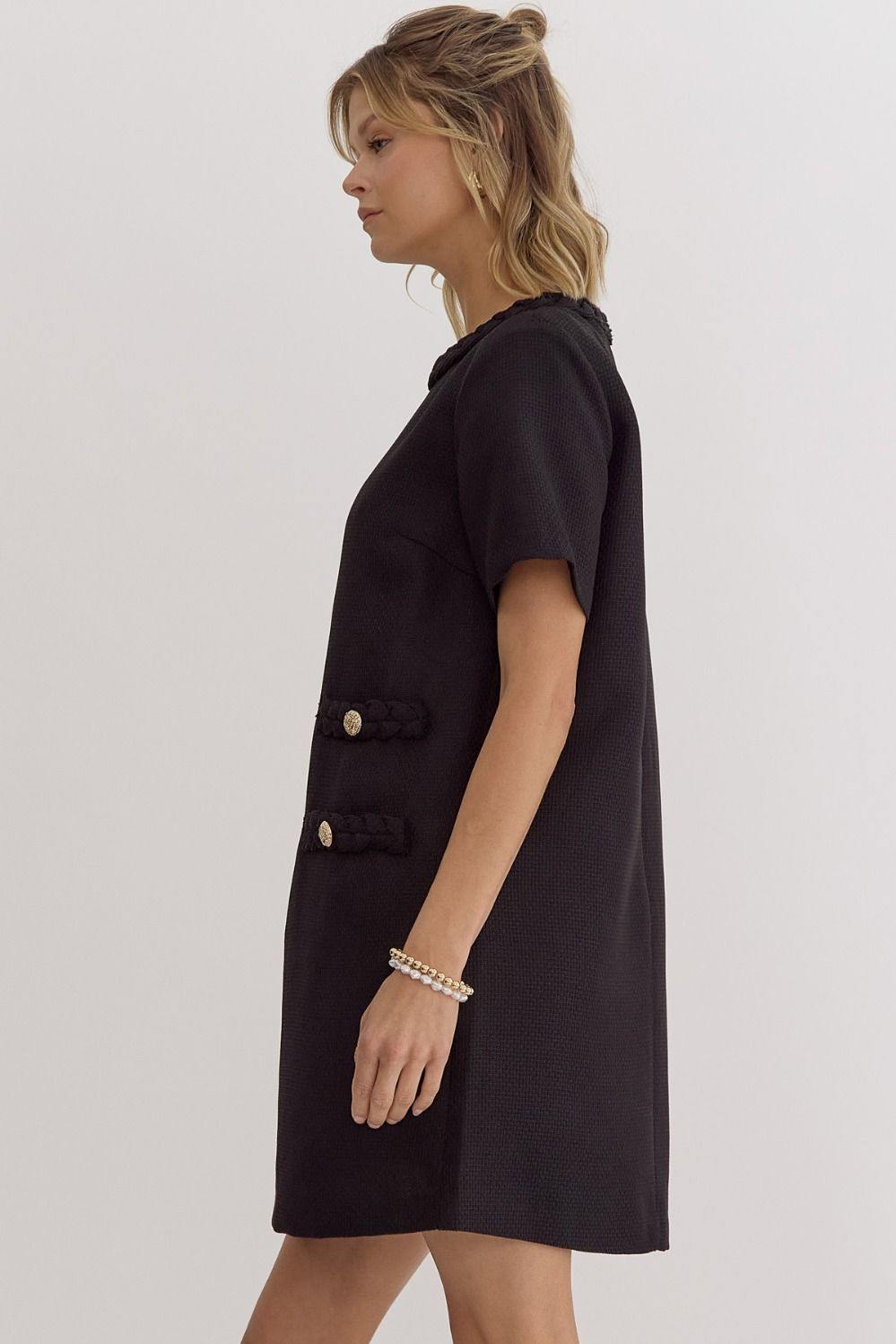 Tweed Braided Dress | Entro Brand Dresses Boutique | Tres Chic Houston Trs Chic Boutique Tweed Braided Dress | Entro Brand Dresses Boutique | Tres Chic Houston Trs Chic Boutique