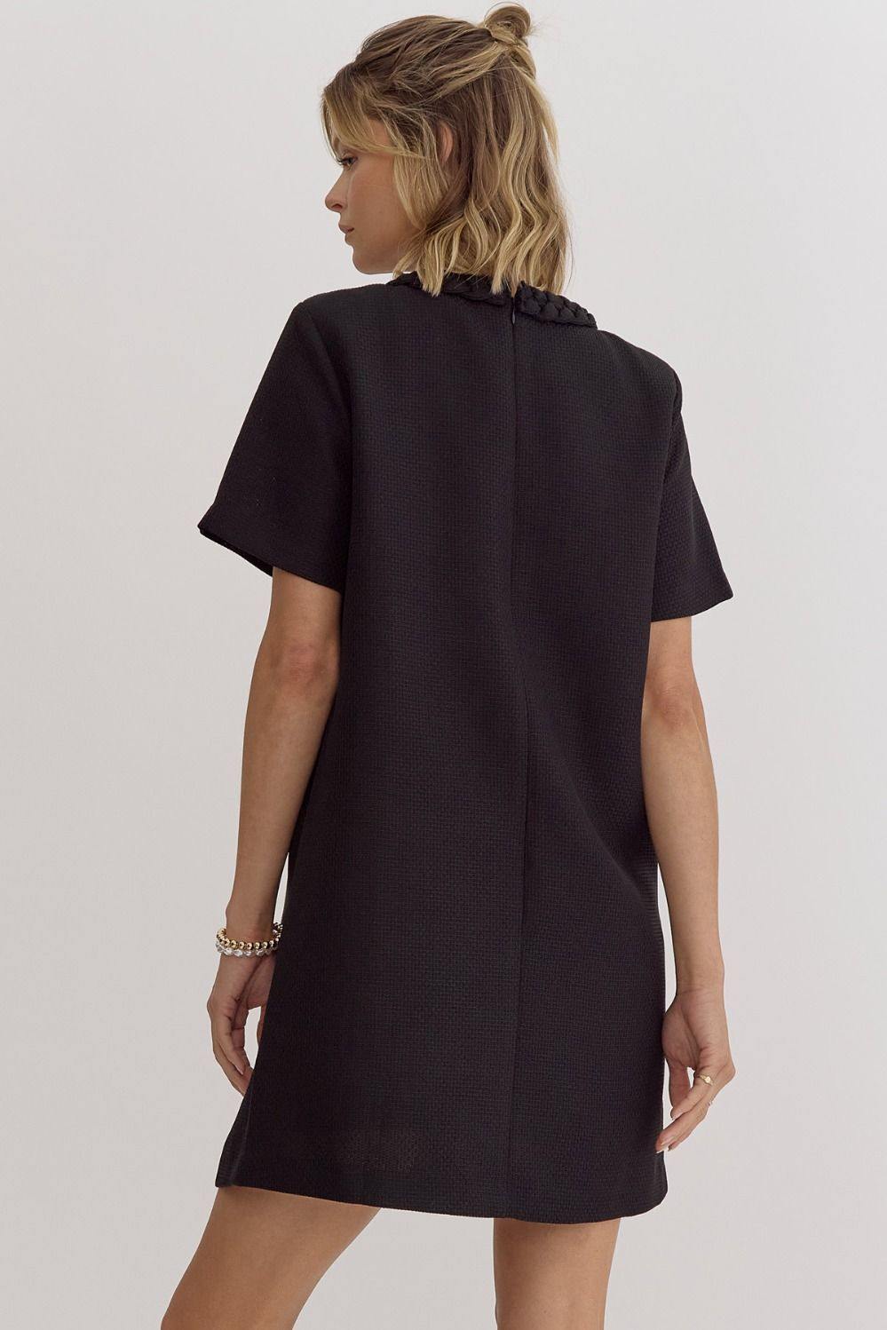 slim fit dress slacks Tweed Braided Dress | Entro Brand Dresses Boutique